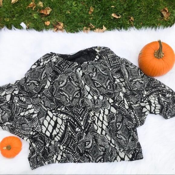 Avenue Studio Size 18/20 Black White Print Sheer Boho Classy Career Wear Flowy - Picture 3 of 8